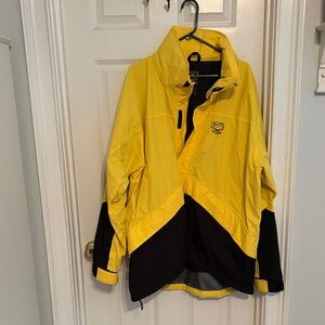 Mens Yellow & Black Hooded Rain Jacket
